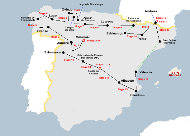 Vuelta a Espana 1985 Map
